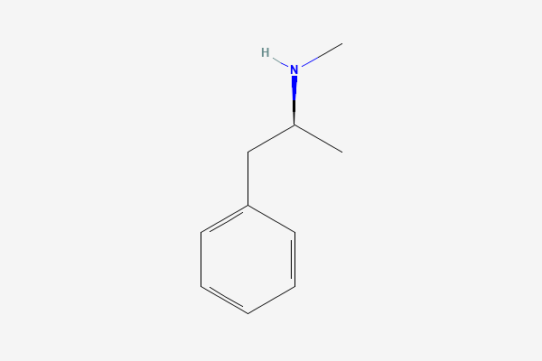 Tvívíð byggingarformúla: Metamfetamín. (2S)-N-methyl-1-phenylpropan-2-amine