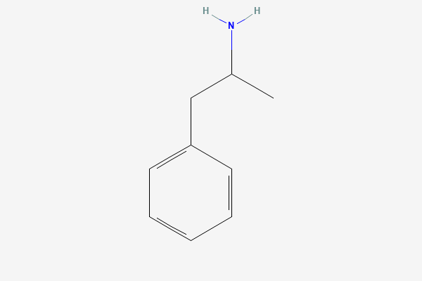 Tvívíð byggingarformúla: Amfetamín. 1-phenylpropan-2-amine